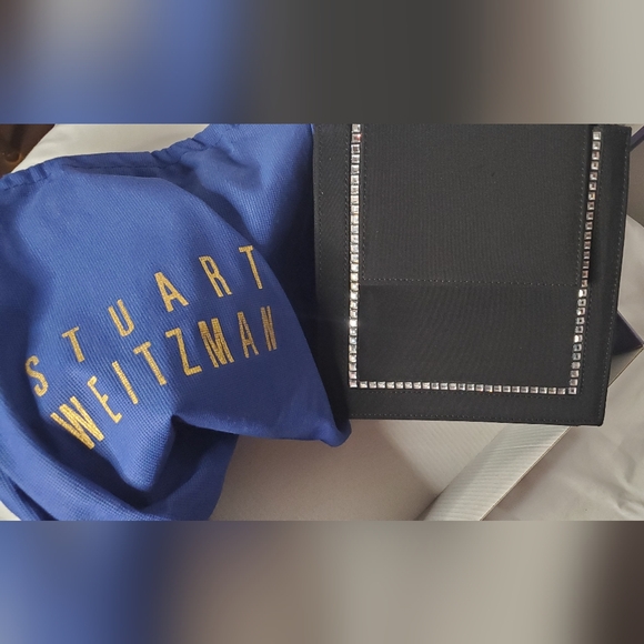 NWT STUART WEITZMAN-Small-black Fabric bag -magnetic snap crossbody evening bag - Picture 3 of 13